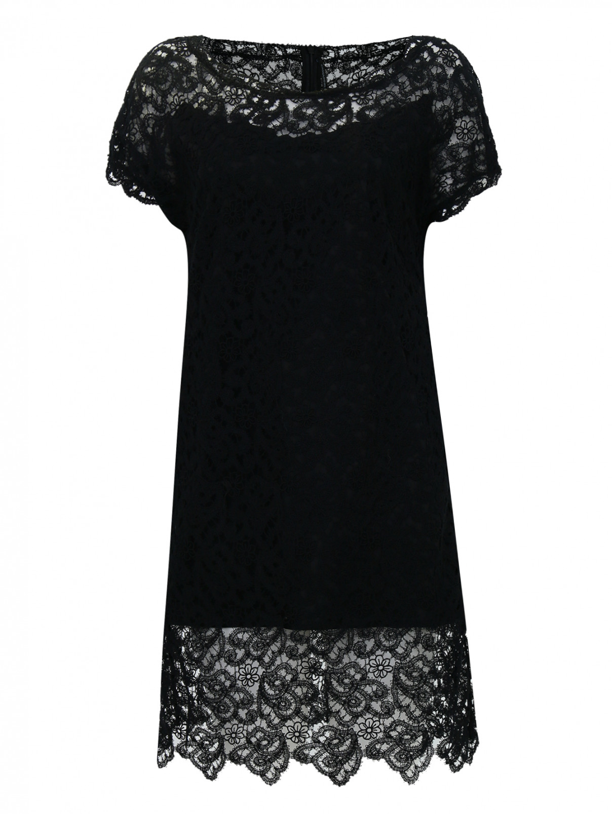 Платье-мини из кружева Ermanno Scervino  –  Общий вид  – Цвет:  Черный