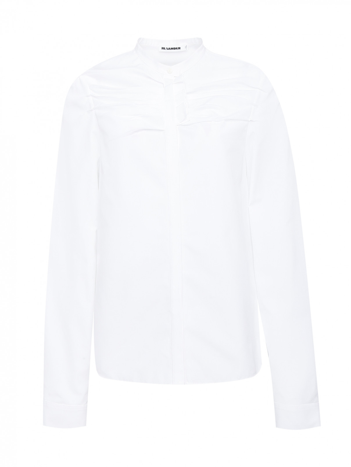 Блуза из хлопка с драпировкой Jil Sander  –  Общий вид  – Цвет:  Белый