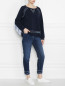 Свитшот хлопковый с бахромой и вышивкой Marina Rinaldi  –  МодельОбщийВид