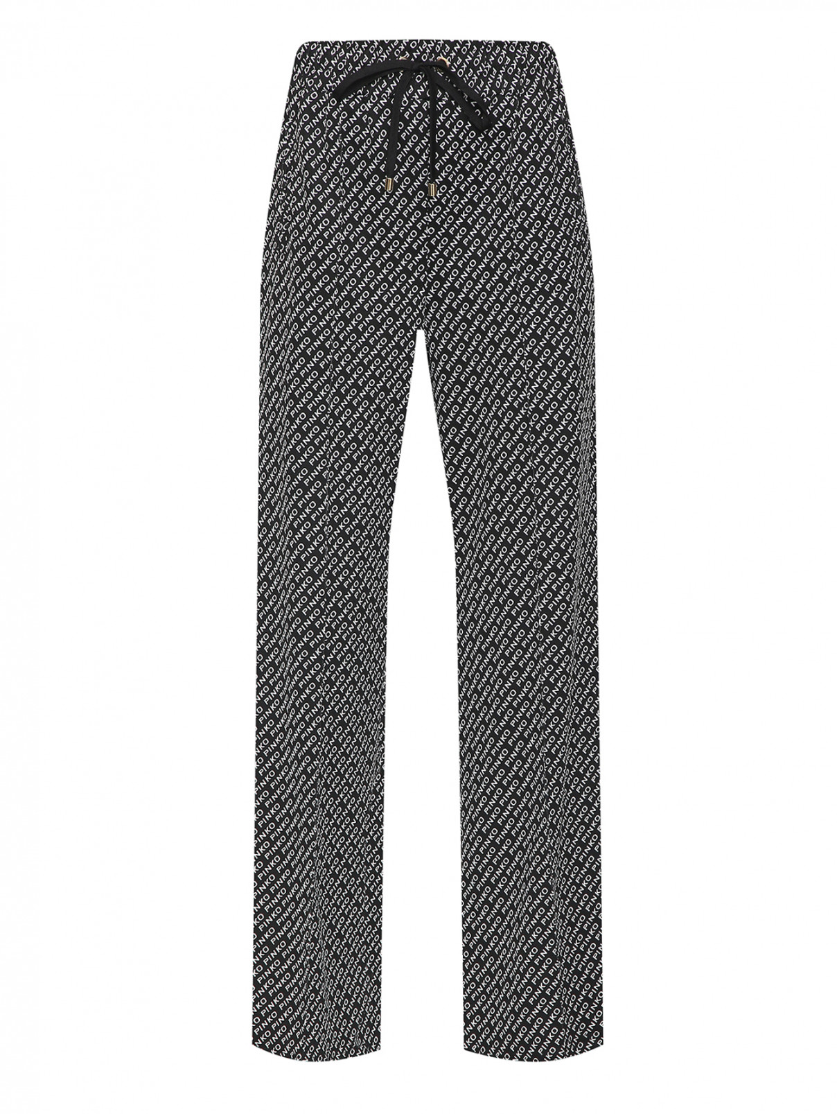 Трикотажные брюки на резинке в монограмму PINKO  –  Общий вид  – Цвет:  Черный