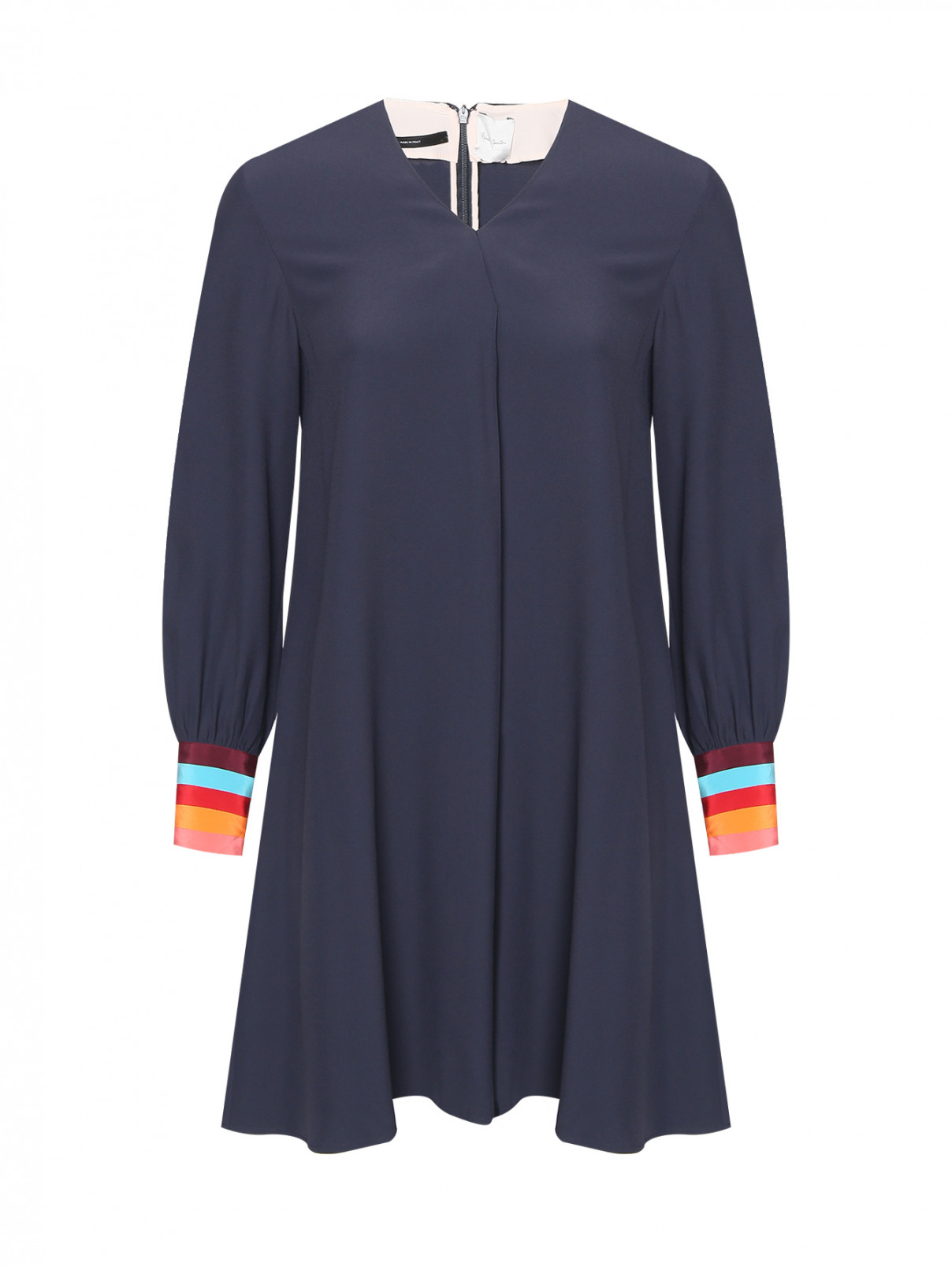 Платье-мини с V-образным вырезом Paul Smith  –  Общий вид  – Цвет:  Синий