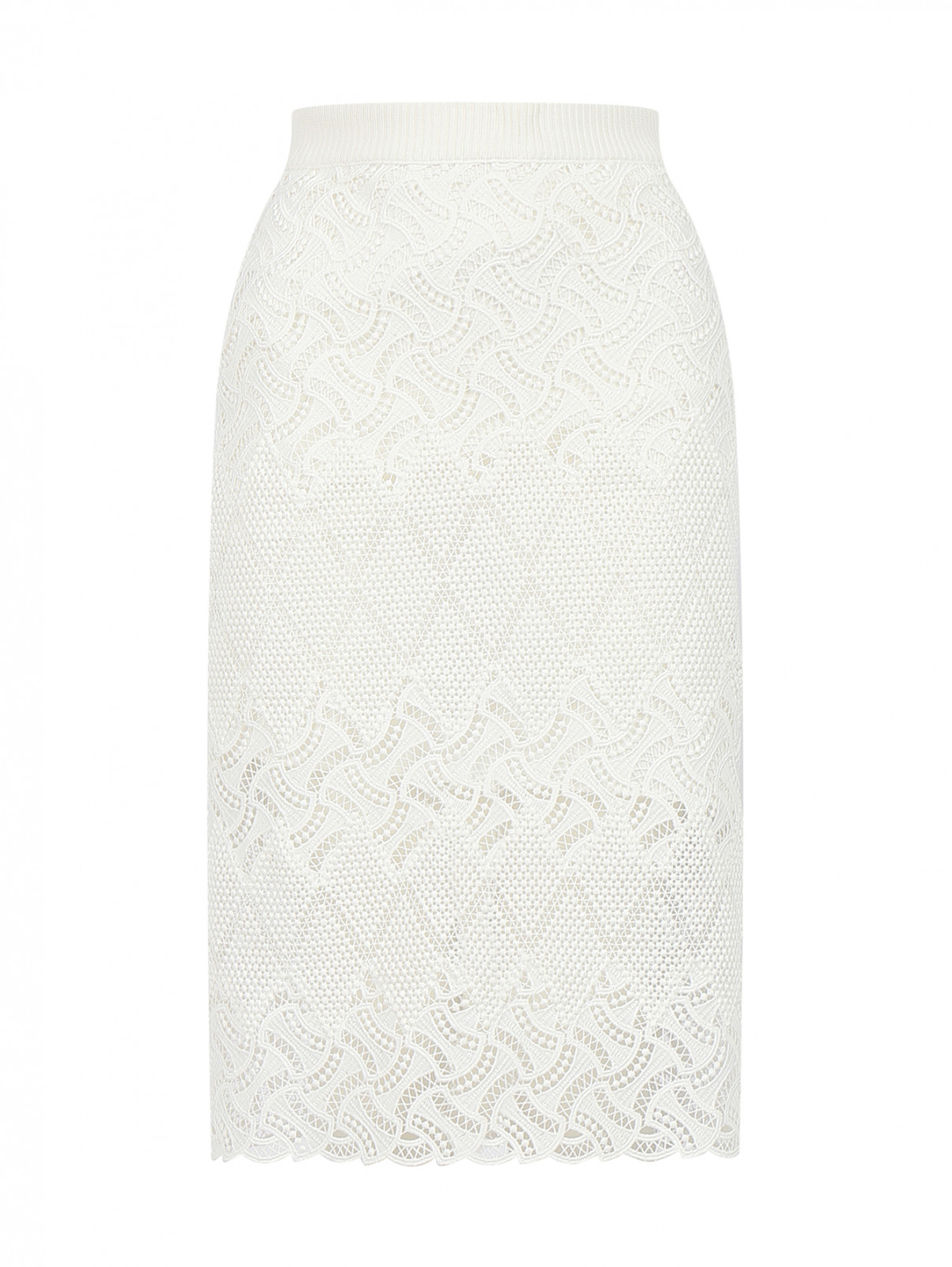 Юбка-карандаш из кружевной ткани Ermanno Scervino  –  Общий вид  – Цвет:  Белый