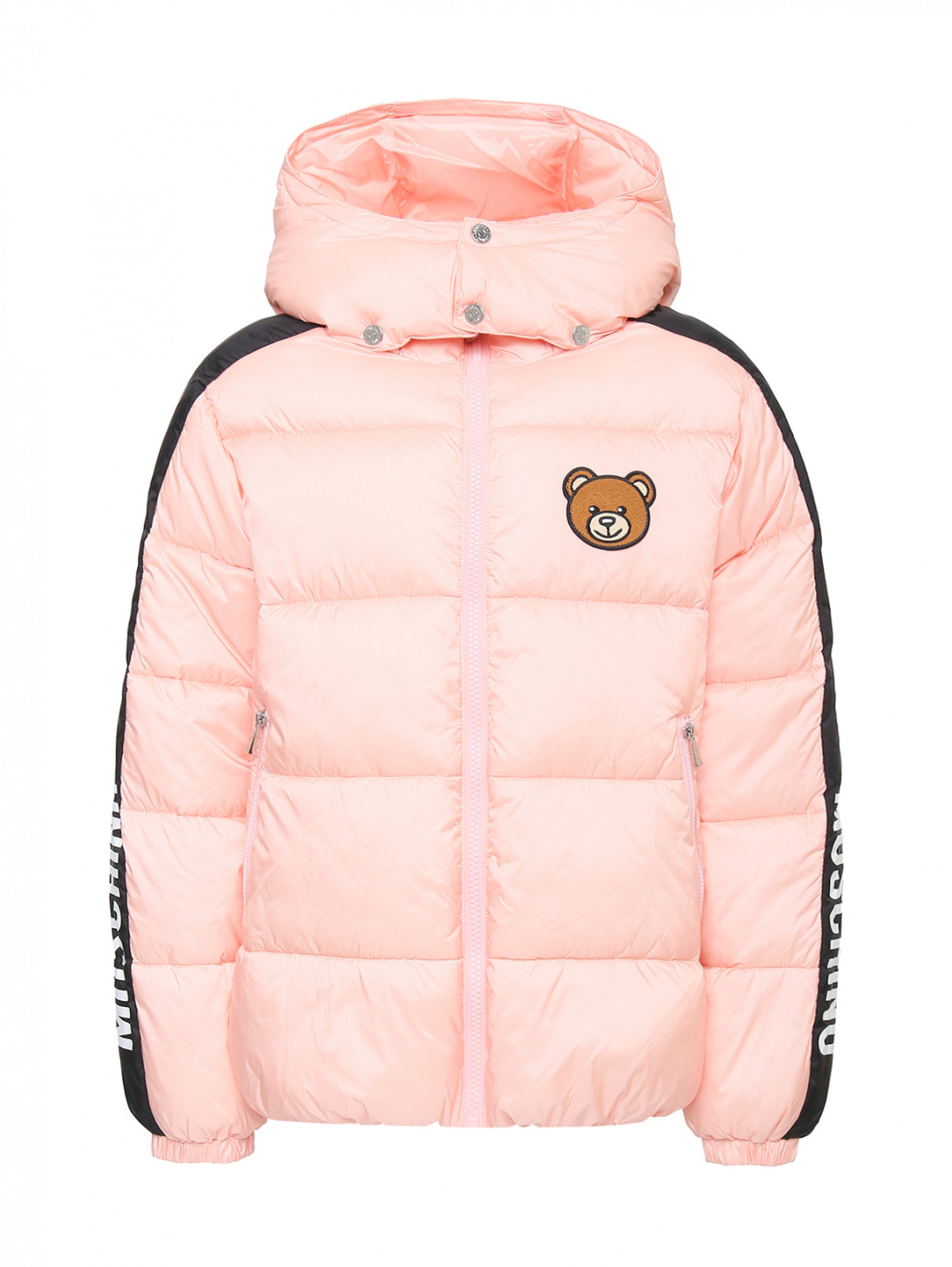 Утепленная куртка с принтом и аппликацией Moschino  –  Общий вид  – Цвет:  Розовый