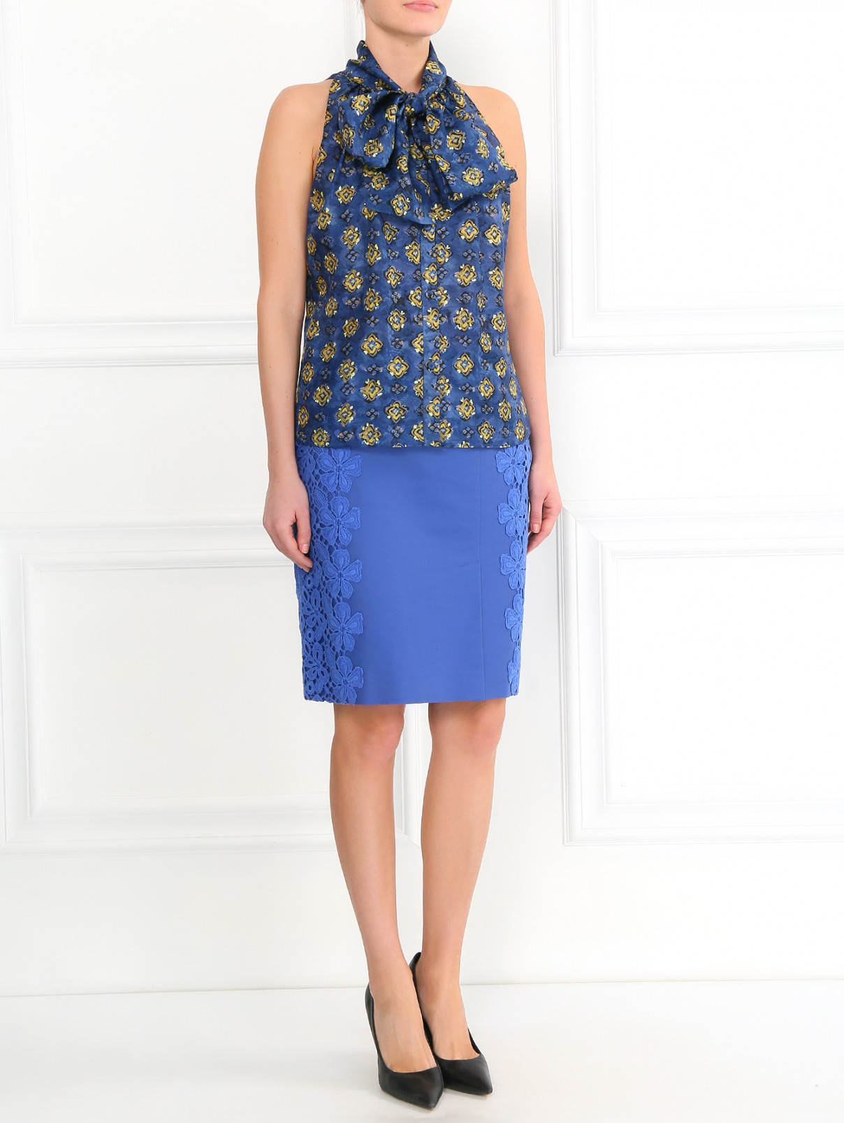 Шелковая блуза с узором Alberta Ferretti  –  Модель Общий вид  – Цвет:  Узор