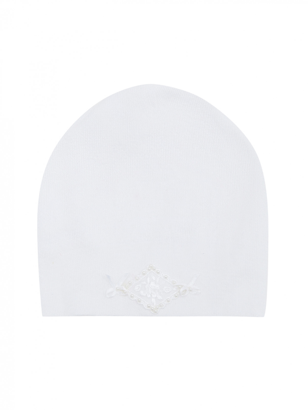 Трикотажная шапка с декором IL Trenino  –  Общий вид  – Цвет:  Белый