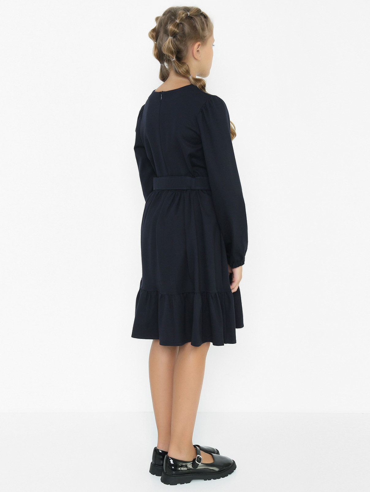 Трикотажное платье с поясом Aletta Couture  –  МодельВерхНиз1  – Цвет:  Синий