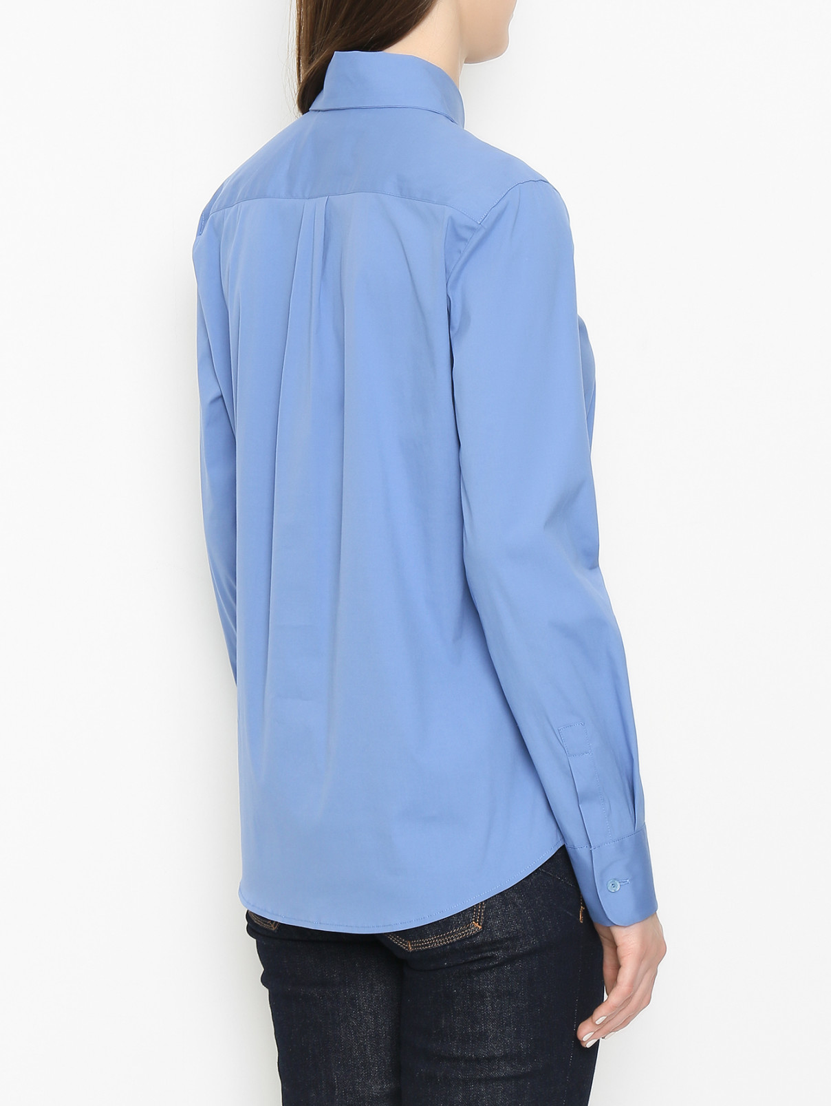 Рубашка однотонная из смешанного хлопка Max Mara  –  МодельВерхНиз1  – Цвет:  Синий