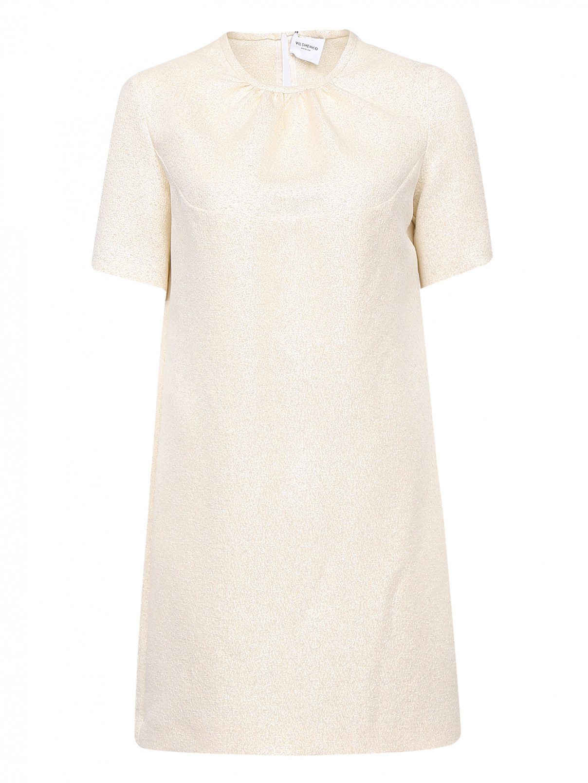 Платье из шелка с короткими рукавами Vilshenko  –  Общий вид  – Цвет:  Золотой
