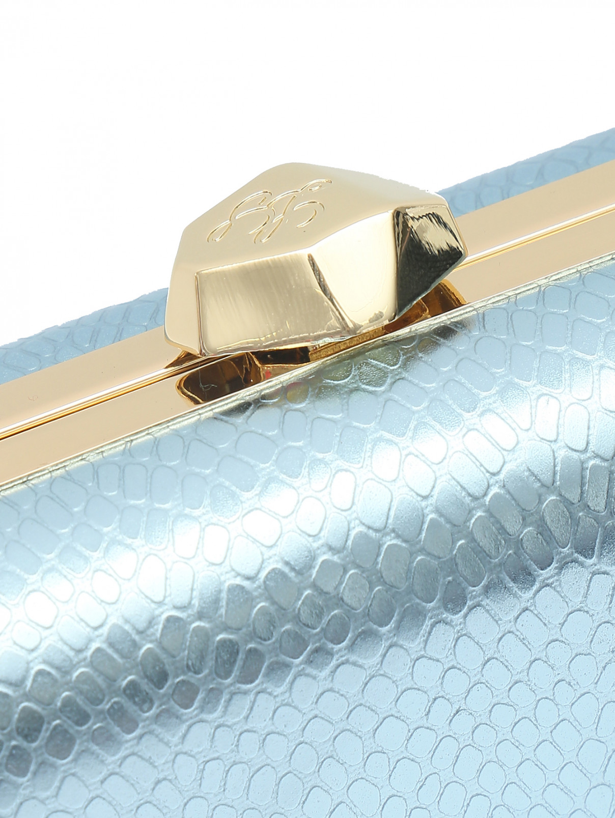 Клатч с золотой фурнитурой на цепочке Luisa Spagnoli  –  Деталь  – Цвет:  Синий