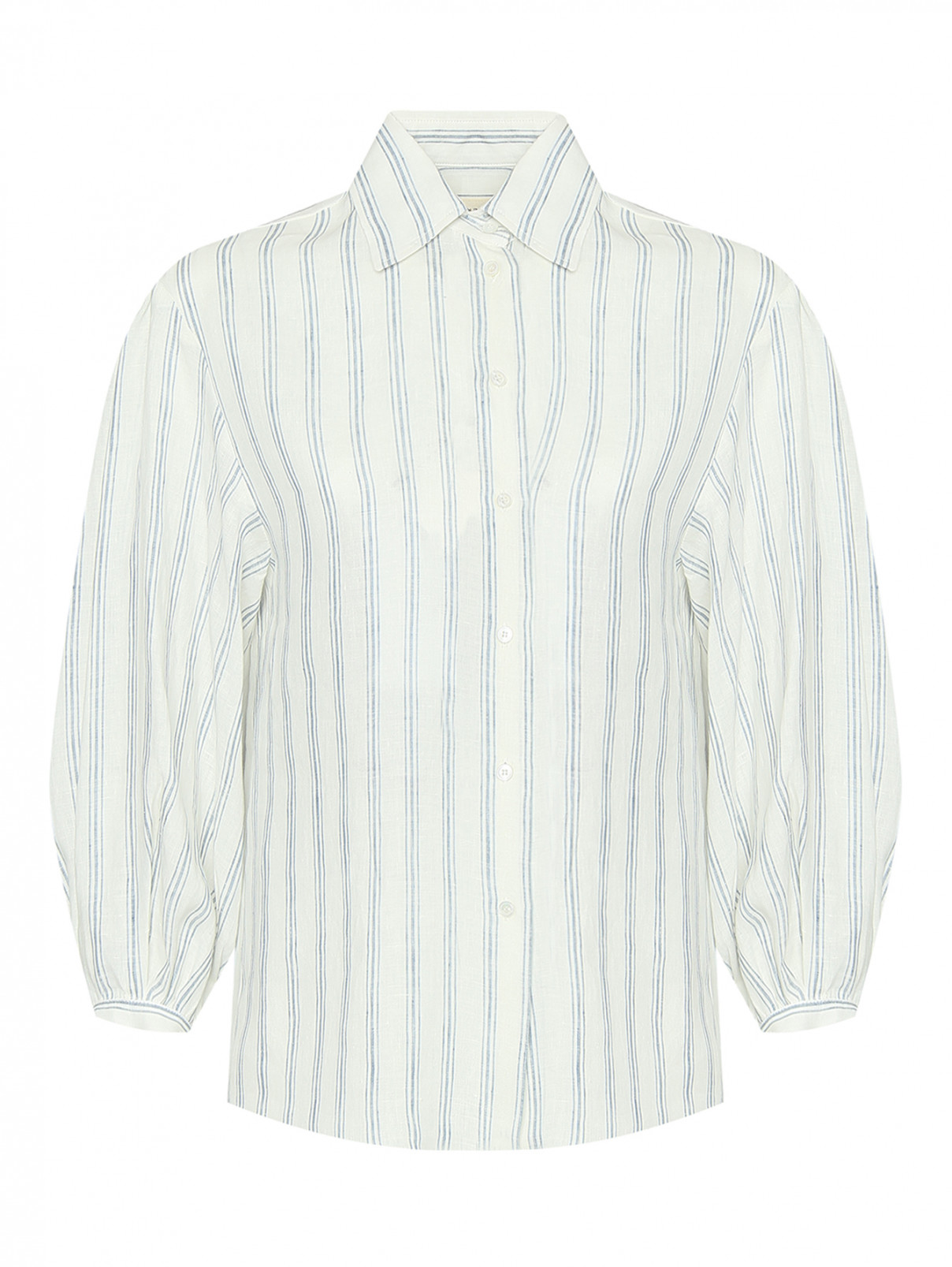 Льняная блуза в полоску Weekend Max Mara  –  Общий вид  – Цвет:  Узор