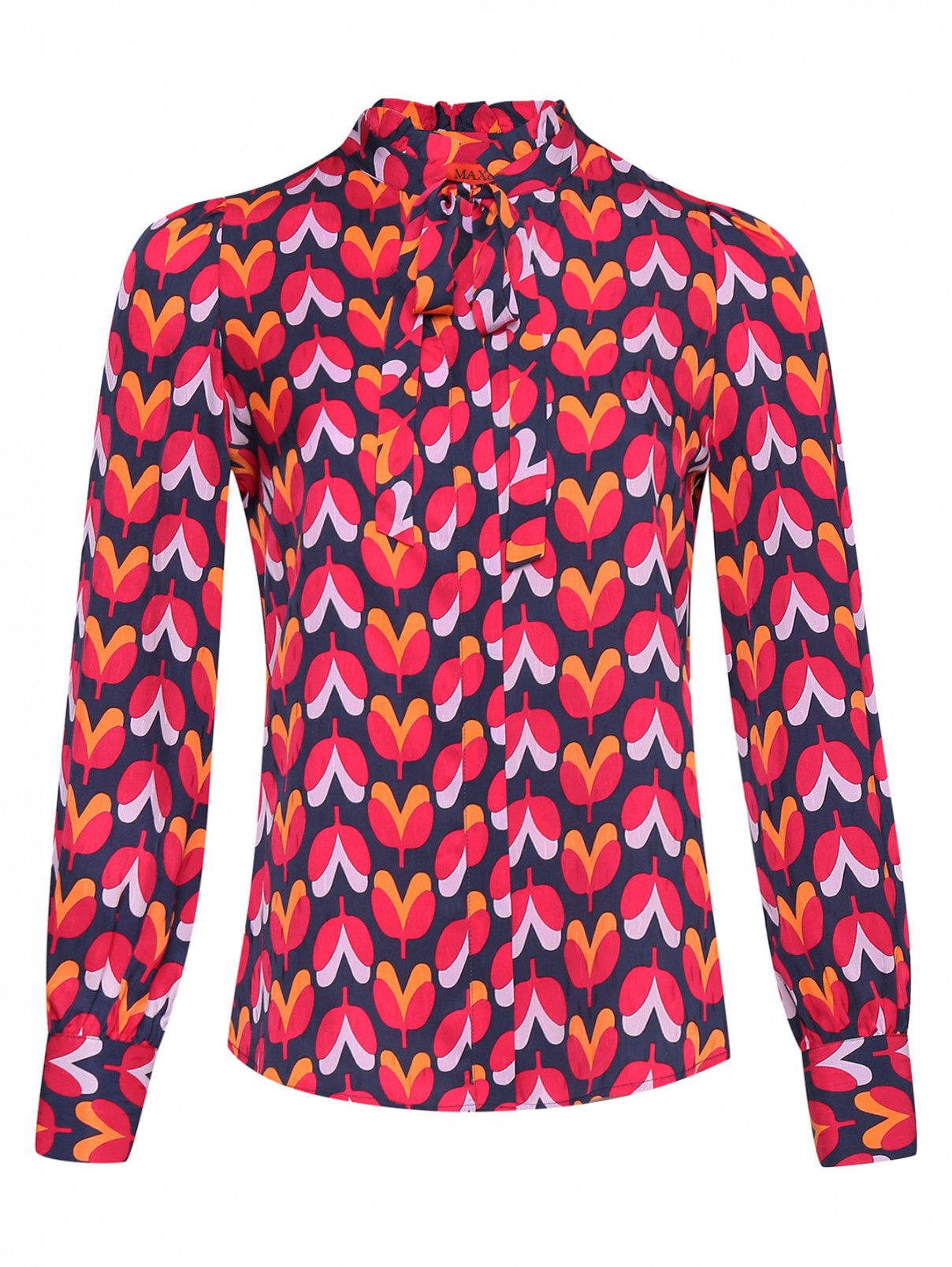 Блуза из вискозы с цветочным узором Max&Co  –  Общий вид  – Цвет:  Мультиколор