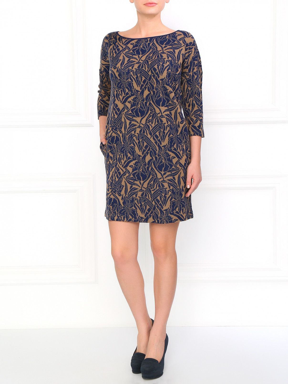 Трикотажное платье с цветочным принтом Max&Co  –  Модель Общий вид  – Цвет:  Узор