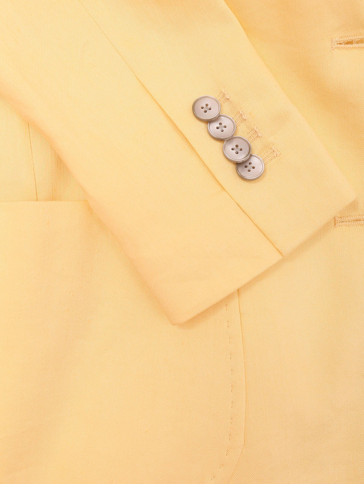 Однобортный жакет прямого кроя из льна LARDINI  –  Деталь  – Цвет:  Желтый