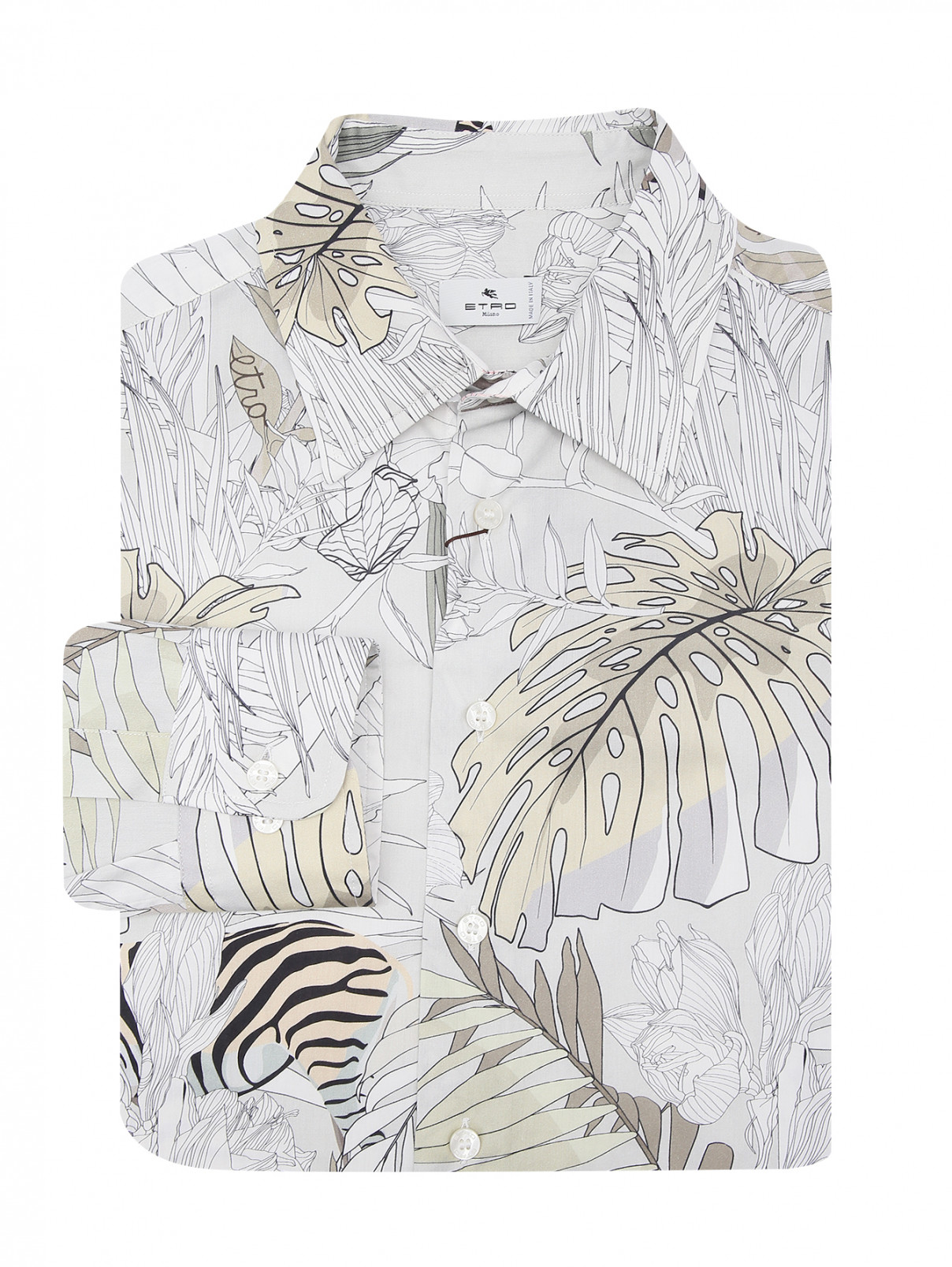 Рубашка из хлопка с узором Etro  –  Общий вид  – Цвет:  Серый