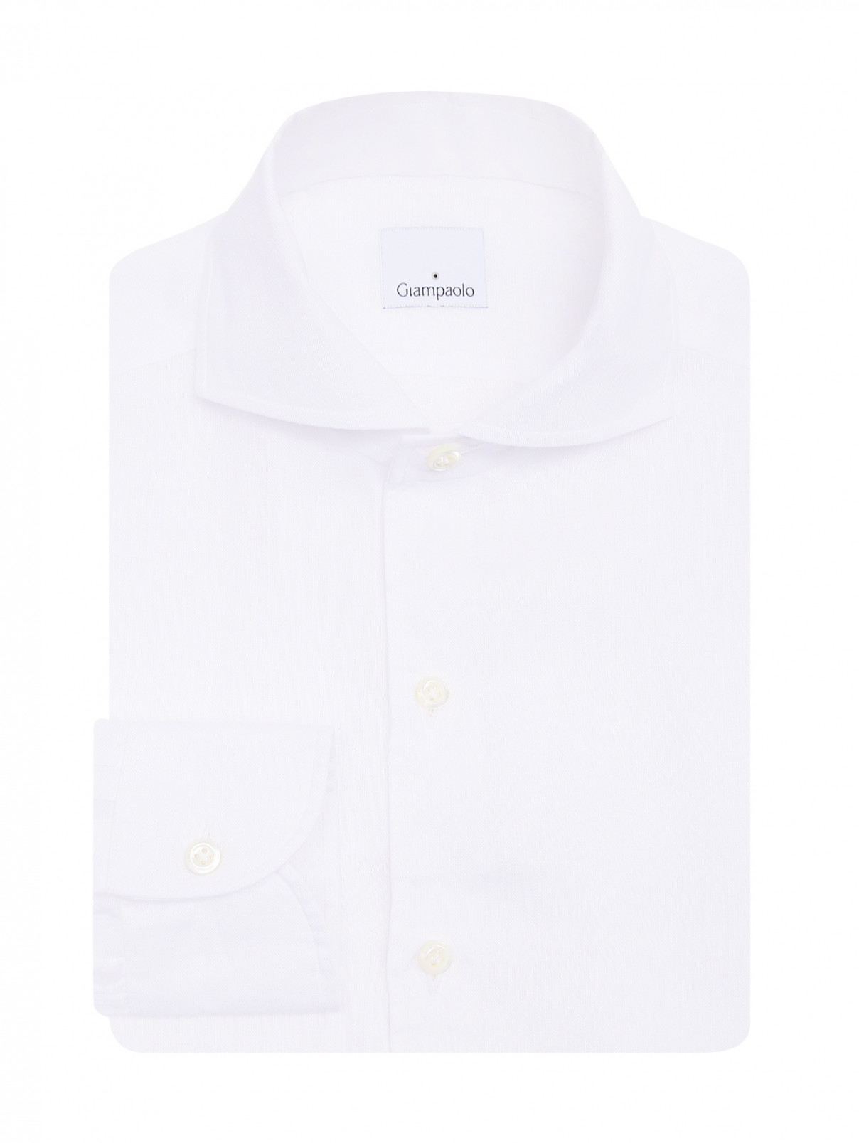 Рубашка изо льна на пуговицах Giampaolo  –  Общий вид  – Цвет:  Белый