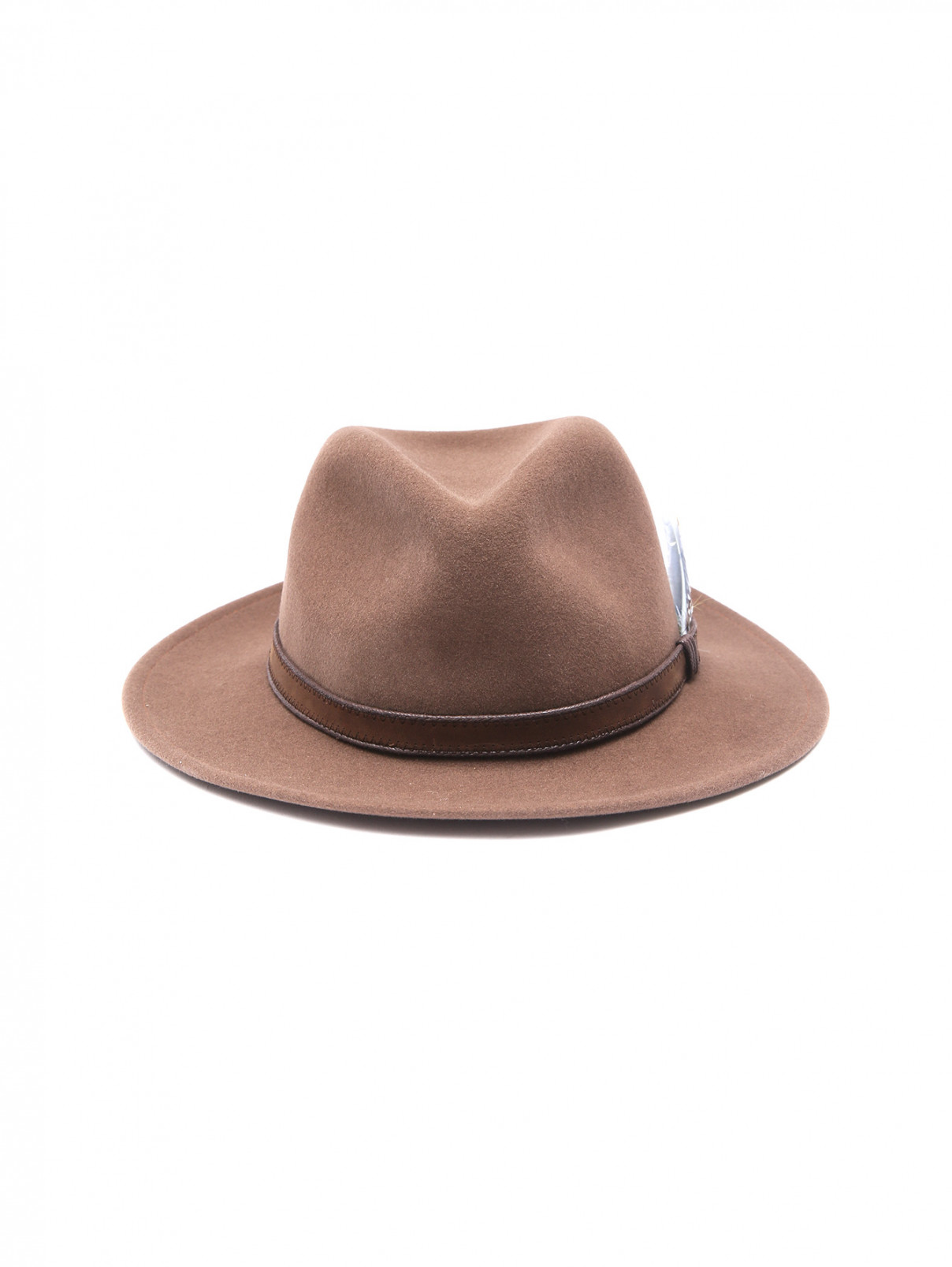 Шляпа из шерсти с декоративным пером Stetson  –  Общий вид  – Цвет:  Коричневый