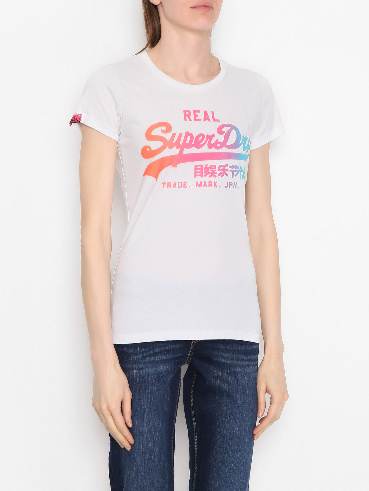 Футболка из хлопка с принтом SuperDry  –  МодельВерхНиз