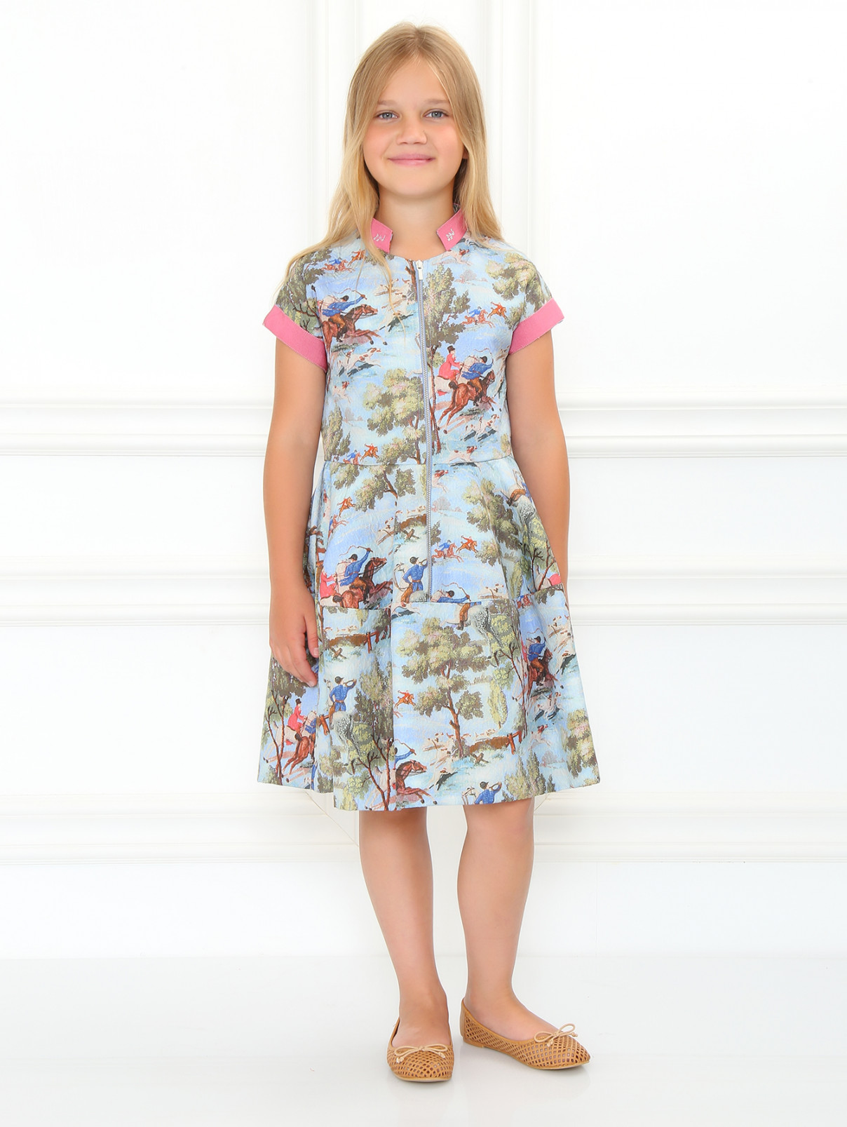 Платье с узором и контрастной обтачкой MiMiSol  –  Модель Общий вид  – Цвет:  Узор