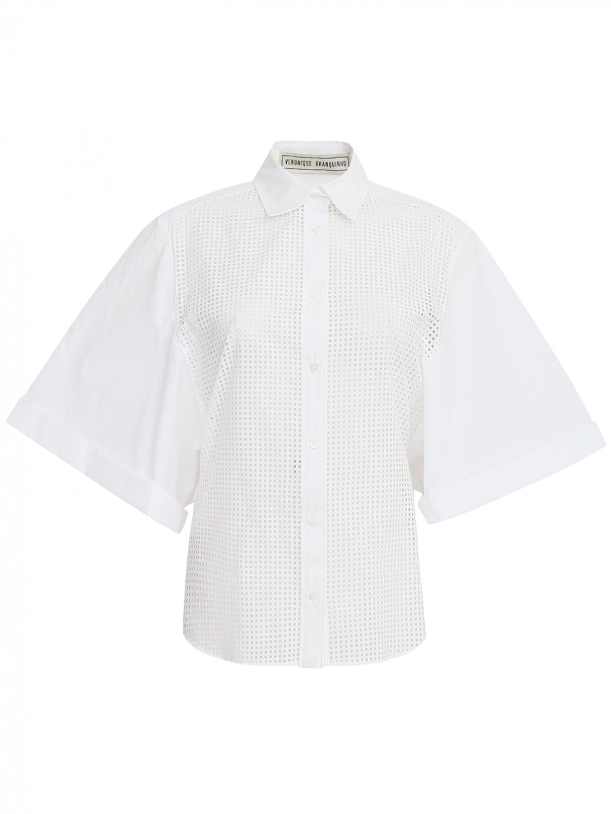 Блуза из хлопка с перфорацией Veronique Branquinho  –  Общий вид  – Цвет:  Белый