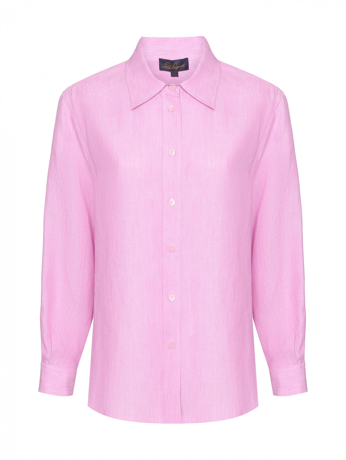 Рубашка из льна Luisa Spagnoli  –  Общий вид  – Цвет:  Розовый