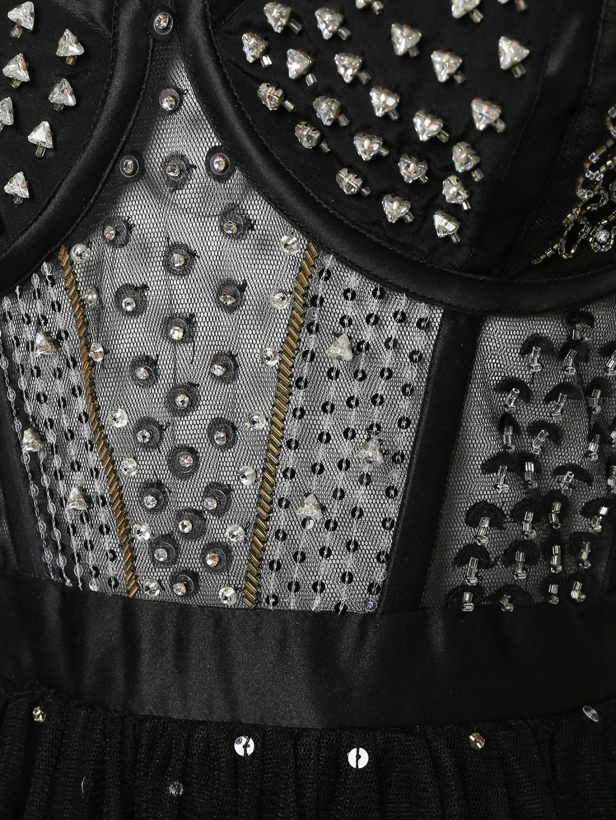 Платье из сетки декорированое стразами Temperley London  –  Деталь  – Цвет:  Черный