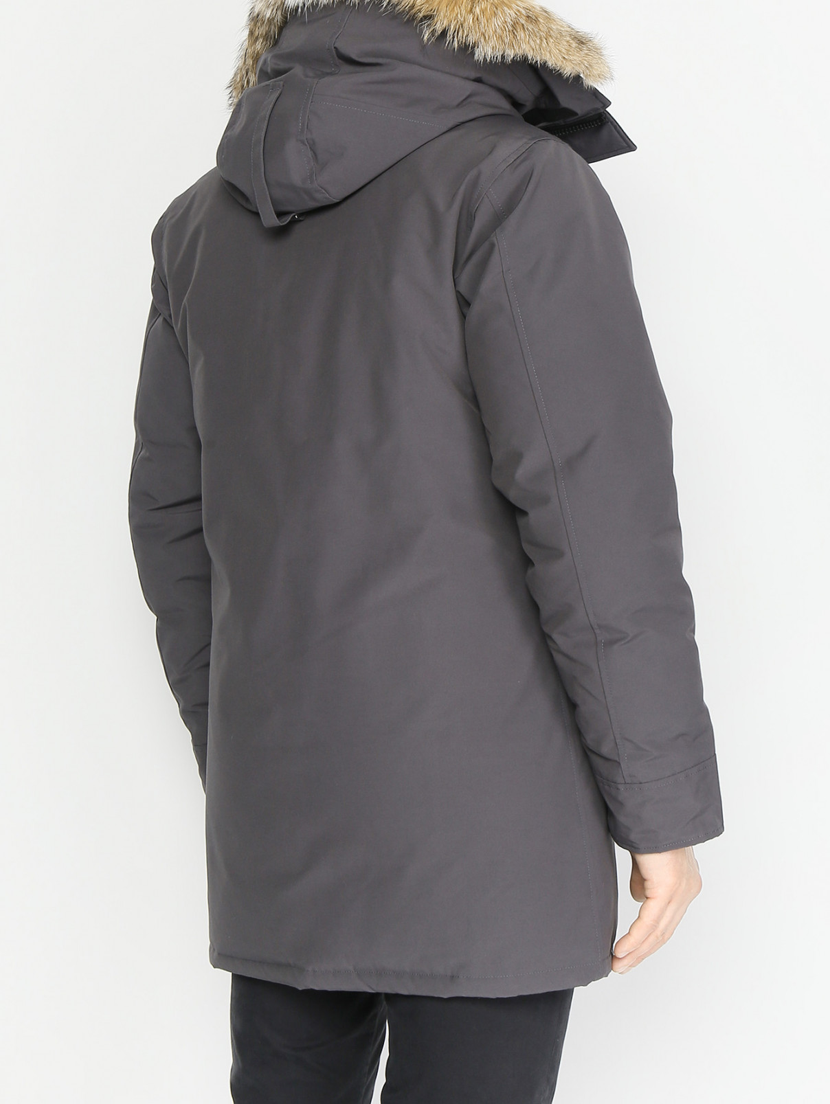 Парка пуховая на молнии с накладными карманами Canada Goose  –  МодельВерхНиз1  – Цвет:  Серый