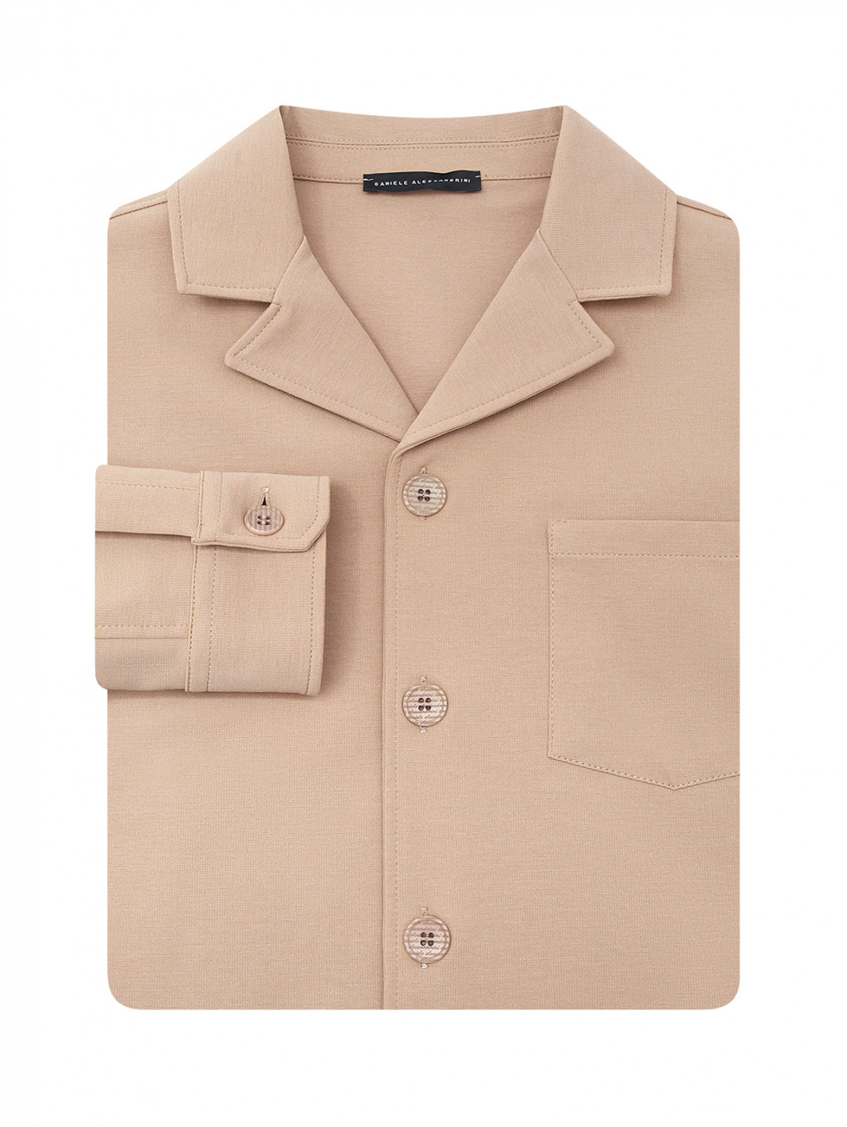 Однотонная рубашка с карманами Daniele Alessandrini  –  Общий вид  – Цвет:  Бежевый