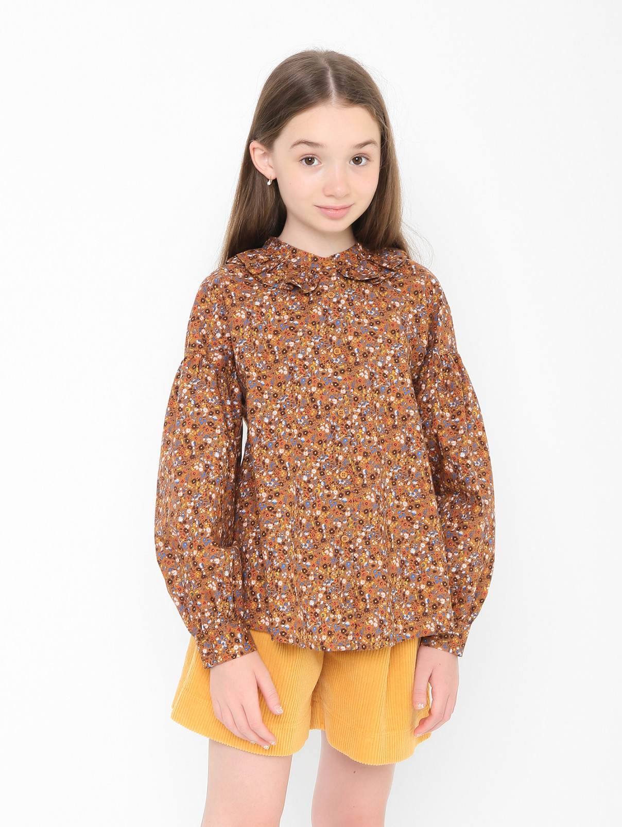 Блуза из хлопка с цветочным узором Il Gufo  –  МодельВерхНиз  – Цвет:  Узор