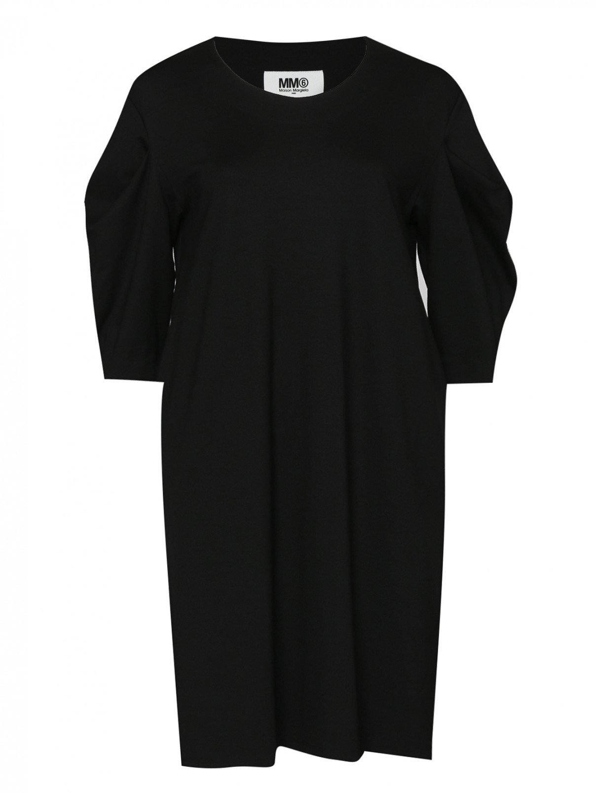 Платье из вискозы с объемными рукавами MM6  –  Общий вид  – Цвет:  Черный