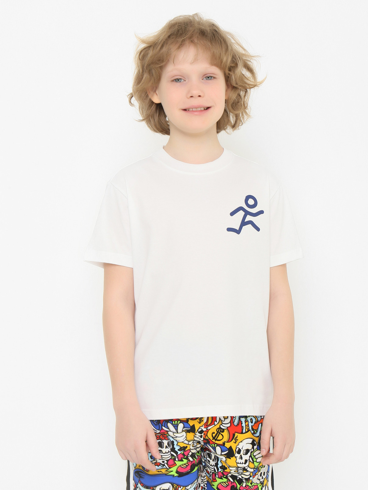 Хлопковая футболка с принтом Aspesi  –  МодельВерхНиз  – Цвет:  Белый