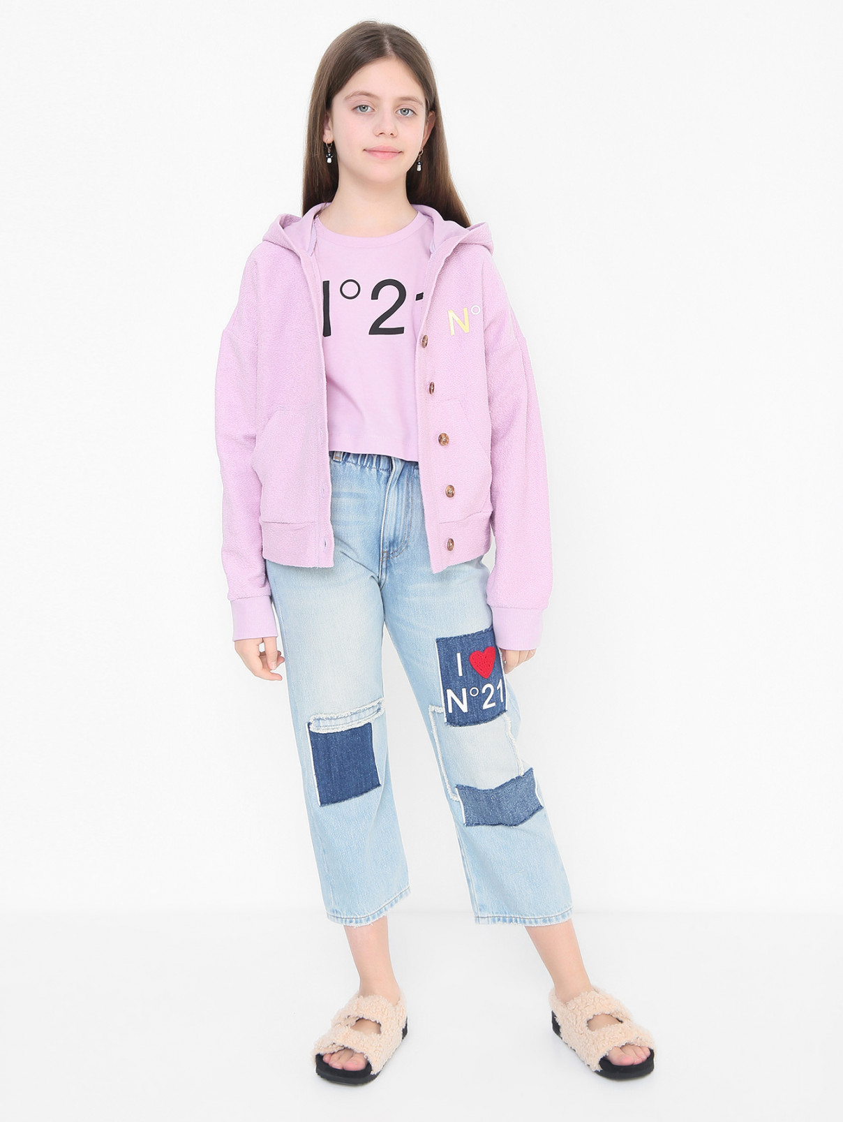 Кардиган на пуговицах с карманами N21  –  МодельОбщийВид  – Цвет:  Фиолетовый