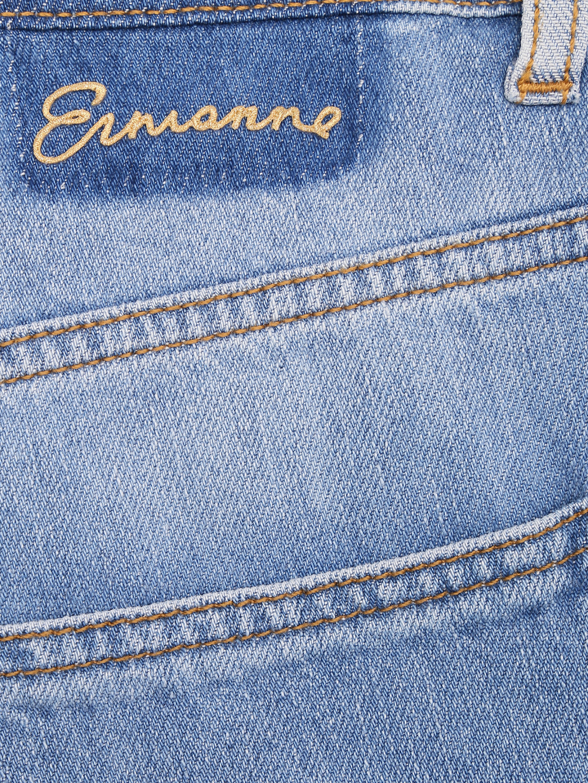 Джинсы из хлопка с необработанным краем Ermanno Firenze  –  Деталь1  – Цвет:  Синий