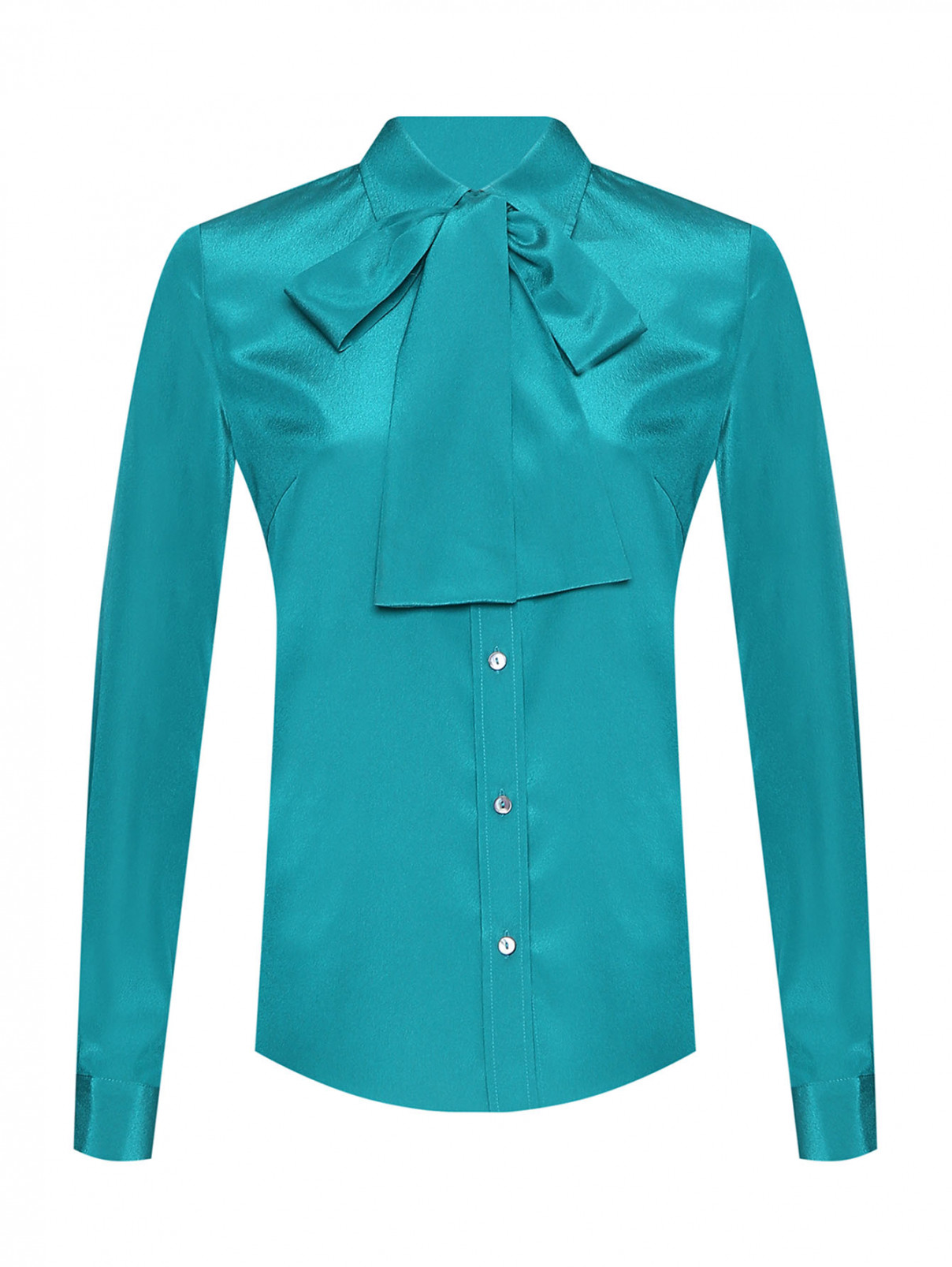 Однотонная блуза на пуговицах P.A.R.O.S.H.  –  Общий вид  – Цвет:  Зеленый