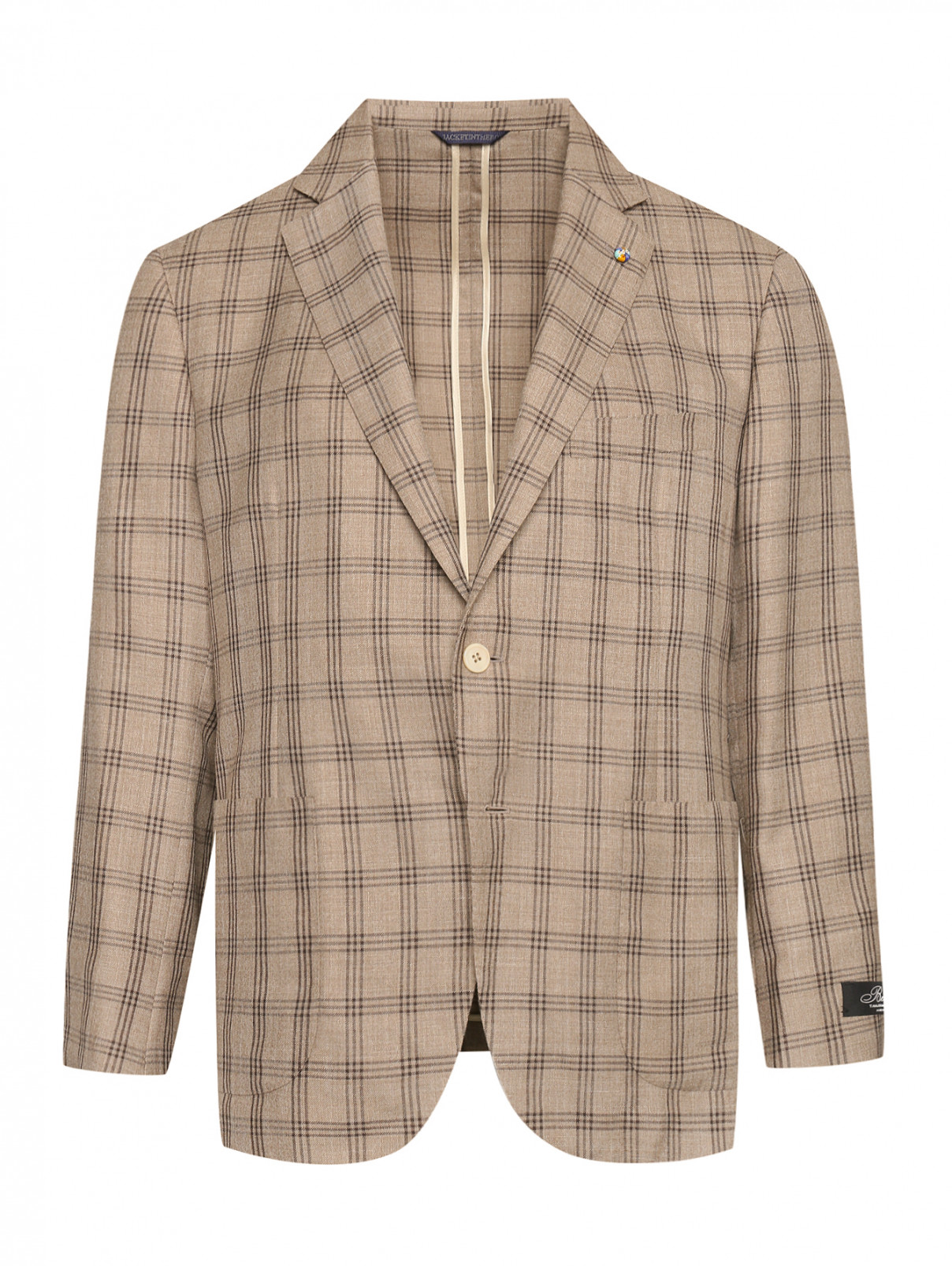 Пиджак из шерсти с узором Belvest  –  Общий вид  – Цвет:  Бежевый