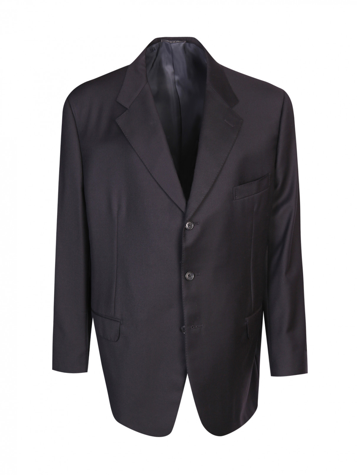 Пиджак однобортный из шерсти Corneliani  –  Общий вид  – Цвет:  Черный