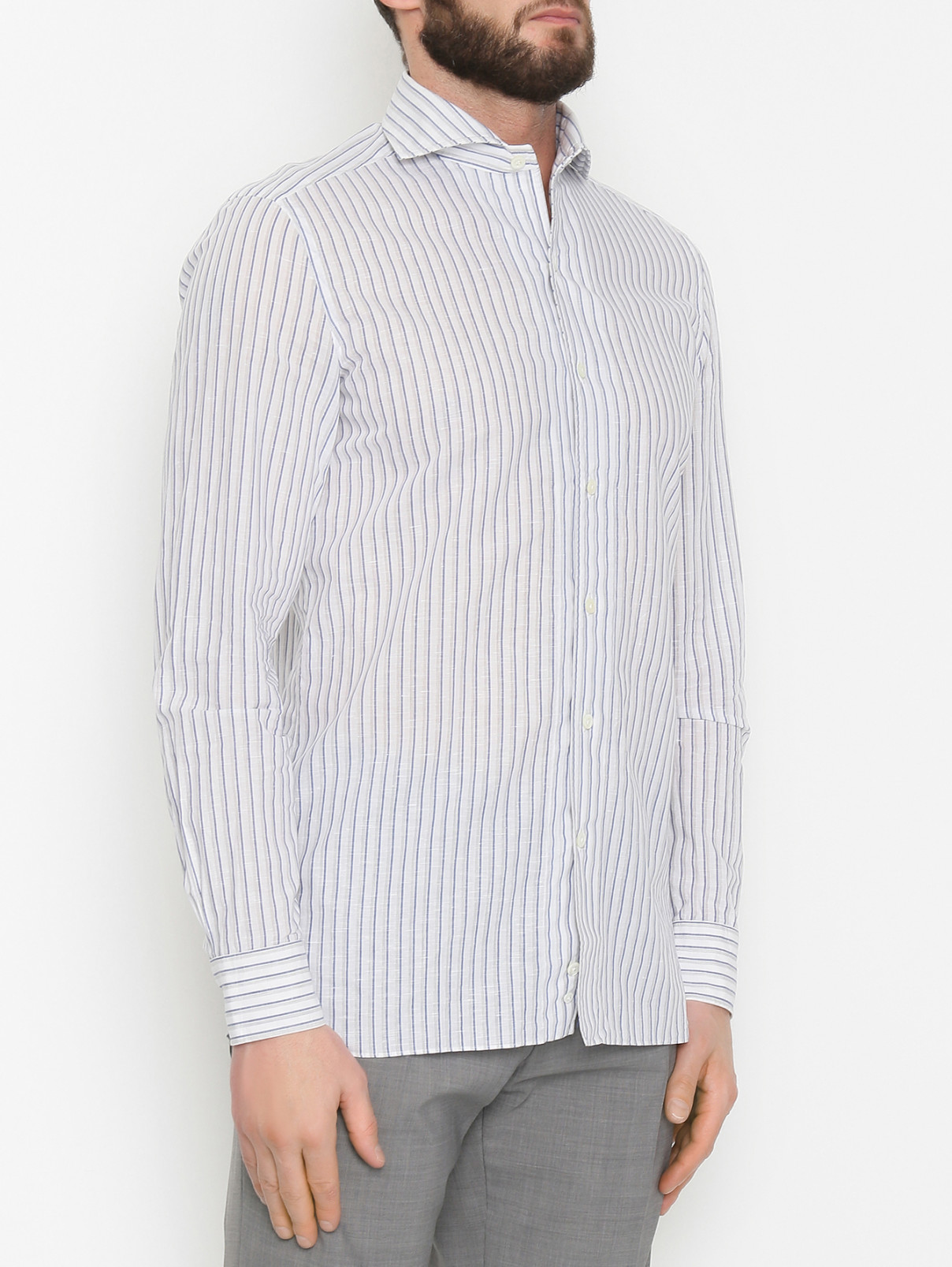Рубашка из хлопка с узором Giampaolo  –  МодельВерхНиз  – Цвет:  Белый