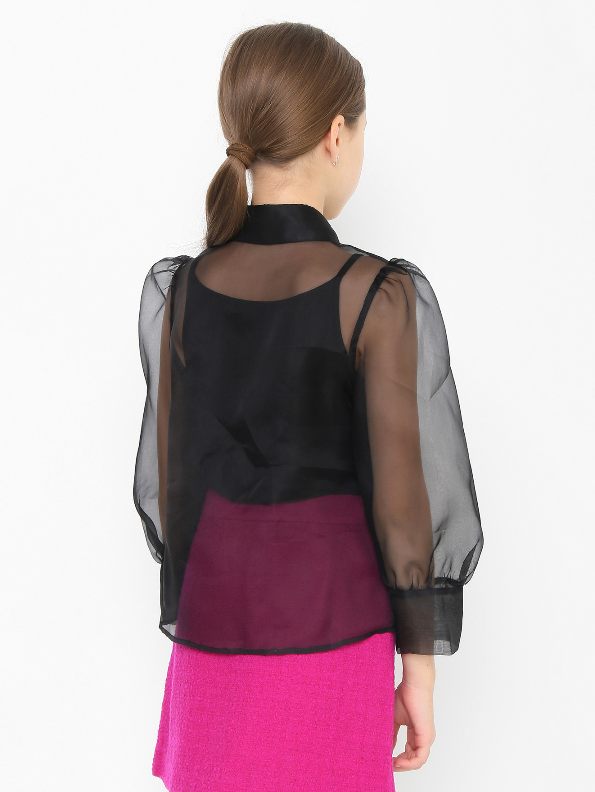 Полупрозрачная блуза из шелка Elie Saab  –  МодельВерхНиз1  – Цвет:  Черный