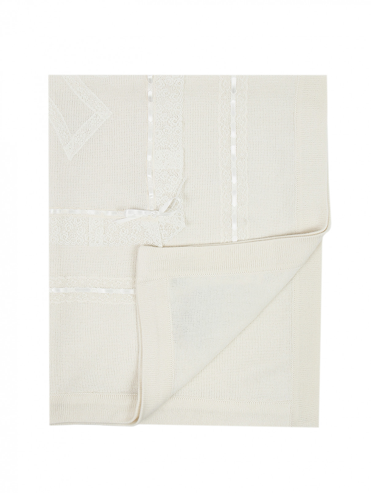 Плед с кружевной отделкой Giottino  –  Общий вид  – Цвет:  Белый