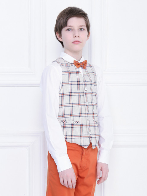 Жилет из хлопка и льна в клетку Aletta Couture - МодельВерхНиз