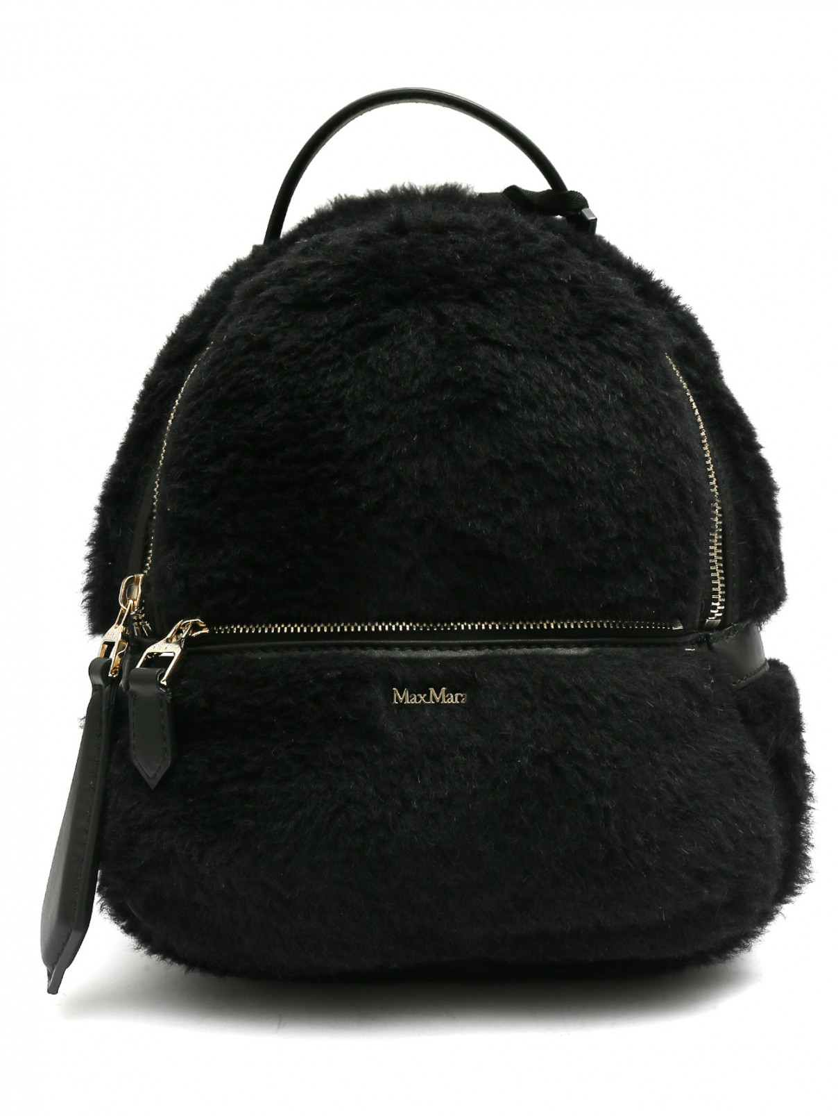 Рюкзак из шерсти с логотипом Max Mara  –  Общий вид  – Цвет:  Черный
