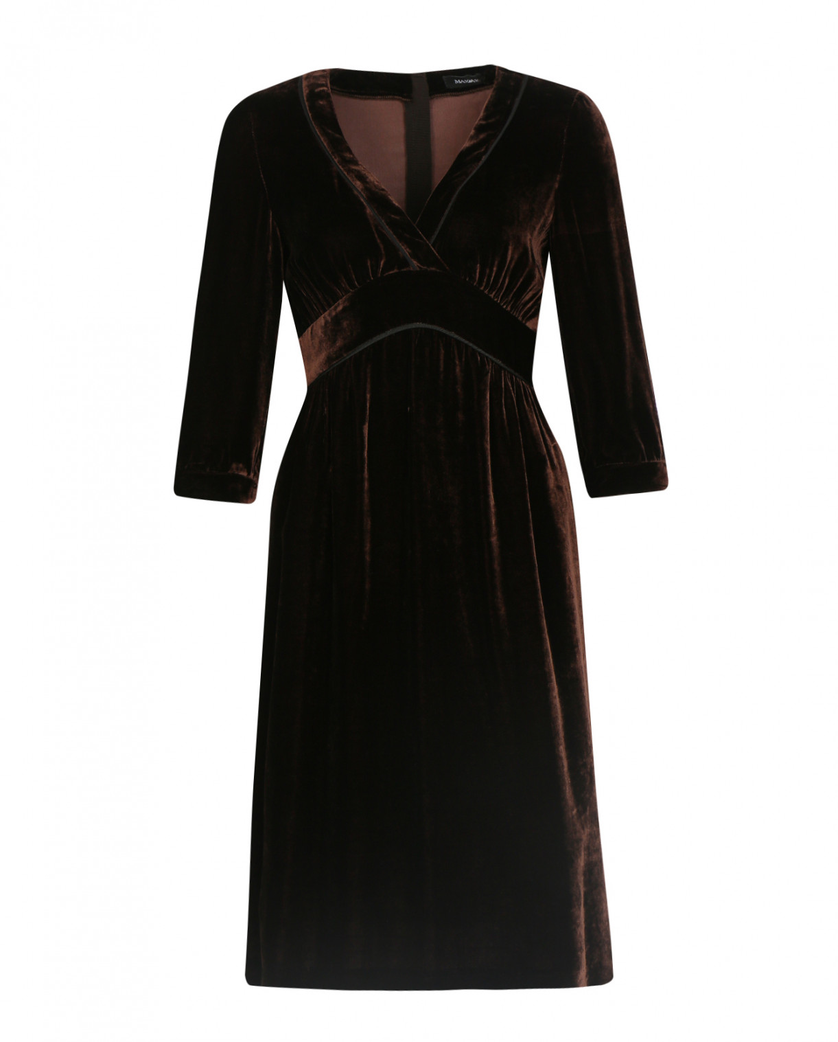 Платье свободного фасона с завышенной талией Max&Co  –  Общий вид  – Цвет:  Коричневый