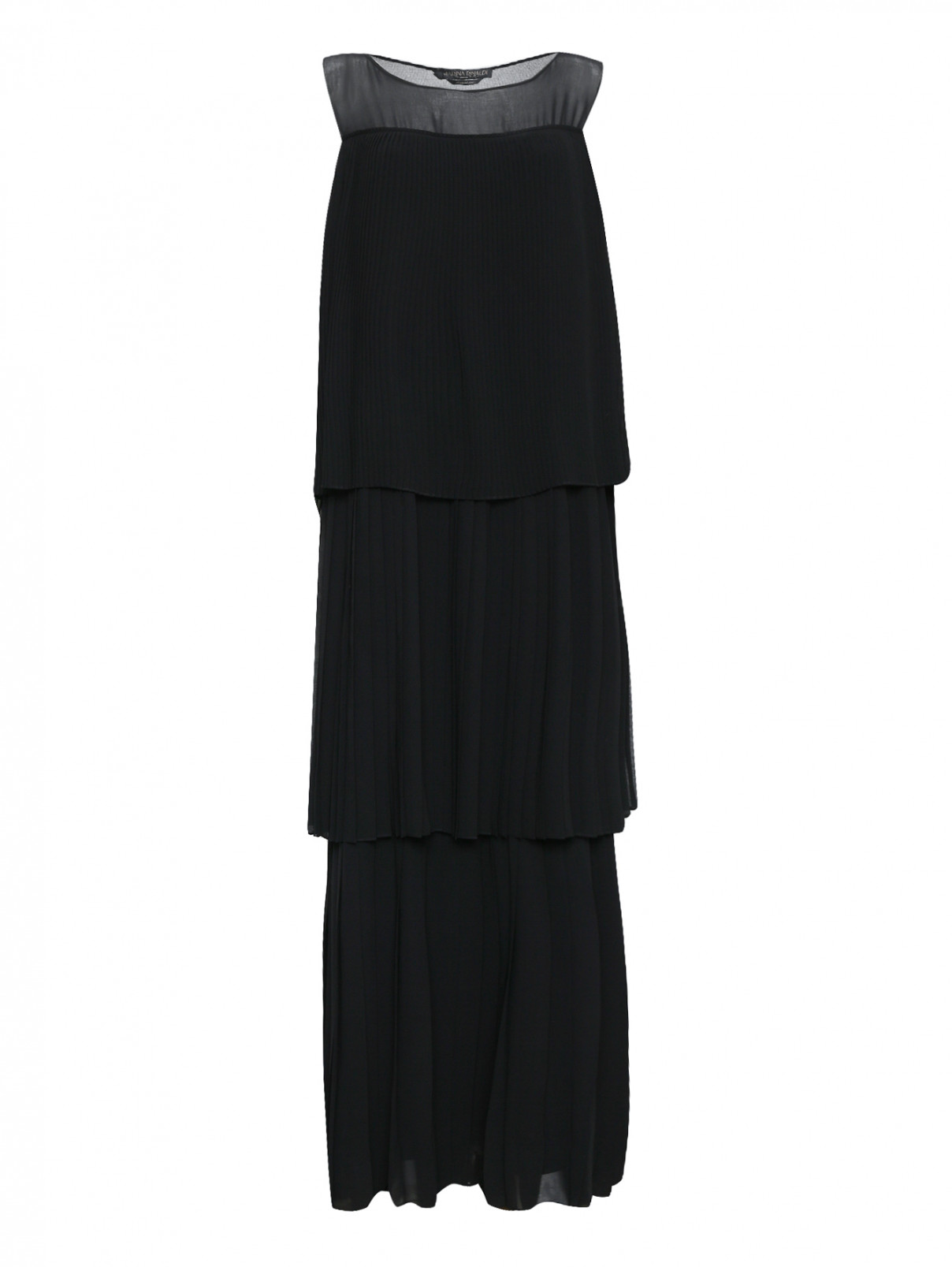 Платье-макси с плиссировкой Marina Rinaldi  –  Общий вид  – Цвет:  Черный
