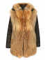 Пуховое пальто свободного кроя с мехом енота P.A.R.O.S.H.  –  Общий вид