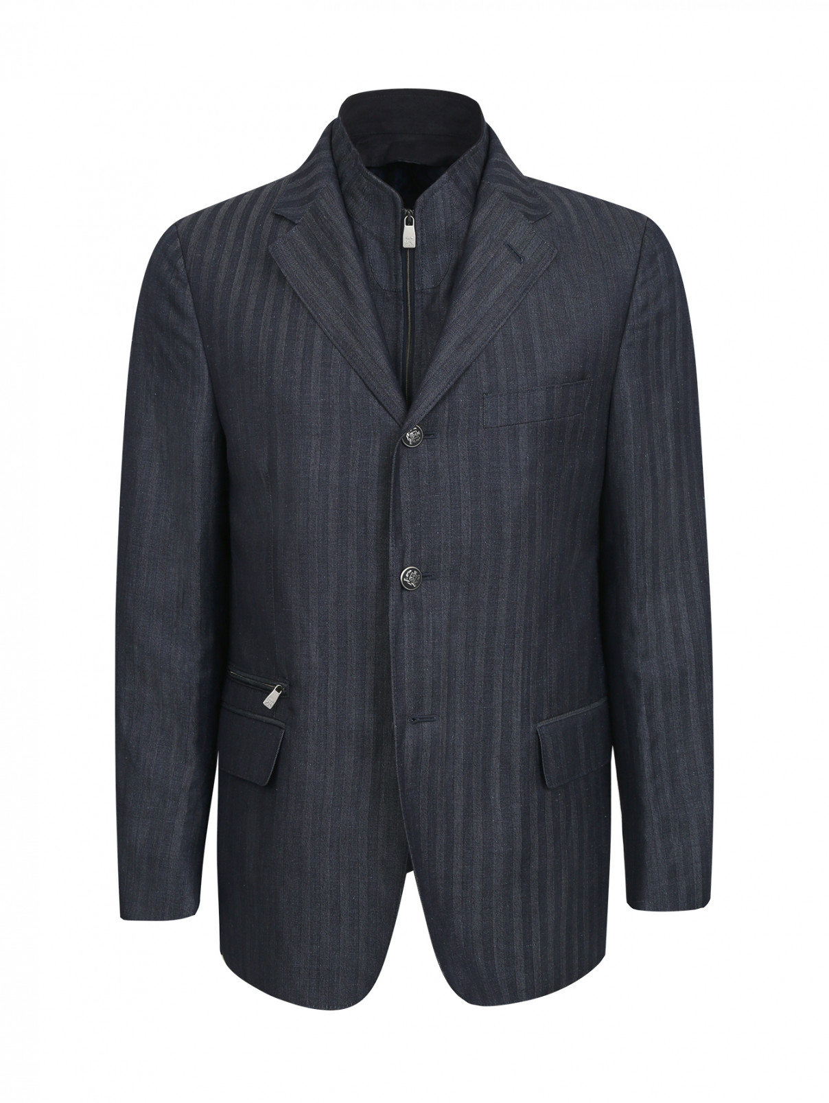 Пиджак из льна и шерсти с подстежкой Corneliani ID  –  Общий вид  – Цвет:  Синий