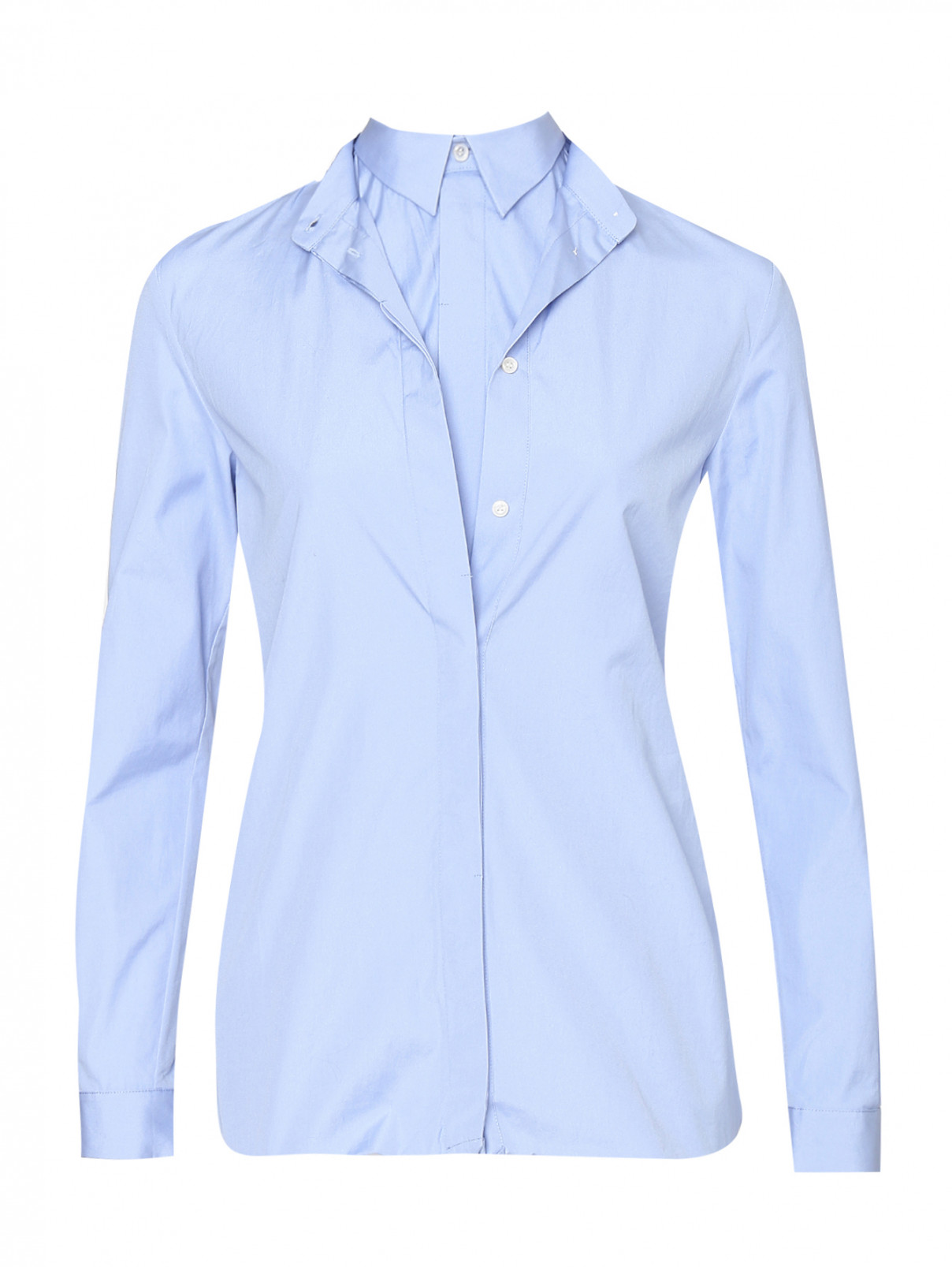 Рубашка из хлопка с двойным воротником Barbara Bui  –  Общий вид  – Цвет:  Синий