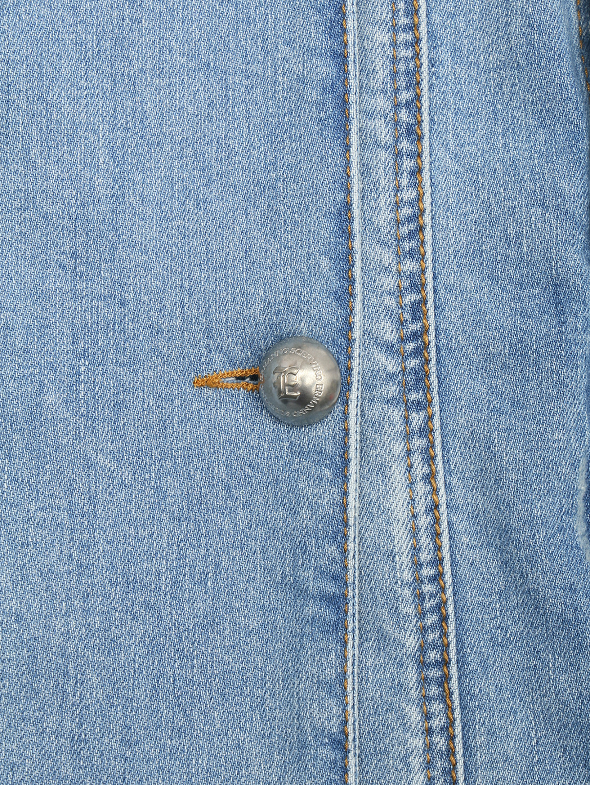Двубортная джинсовая куртка с брошью Ermanno Scervino  –  Деталь1  – Цвет:  Синий