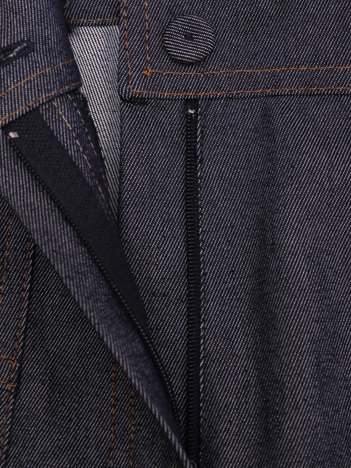 Брюки из хлопка с накладными карманами Marina Rinaldi  –  Деталь1  – Цвет:  Синий