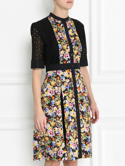 Платье из хлопка с цветочным узором - Модель Верх-Низ