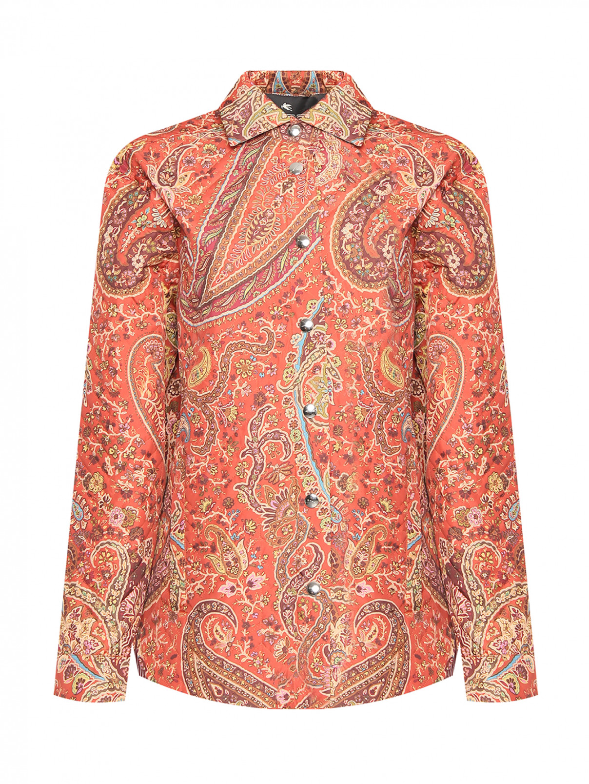 Стеганая куртка с узором Etro  –  Общий вид  – Цвет:  Оранжевый