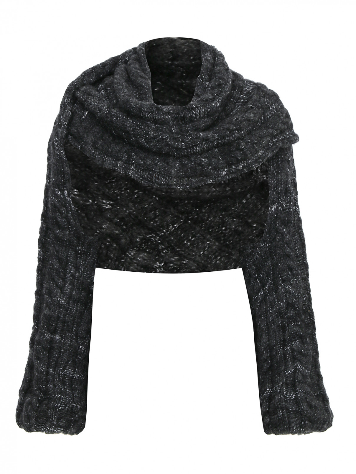 Объемный шарф-рукава из шерсти и мохера Antonio Marras  –  Общий вид  – Цвет:  Серый
